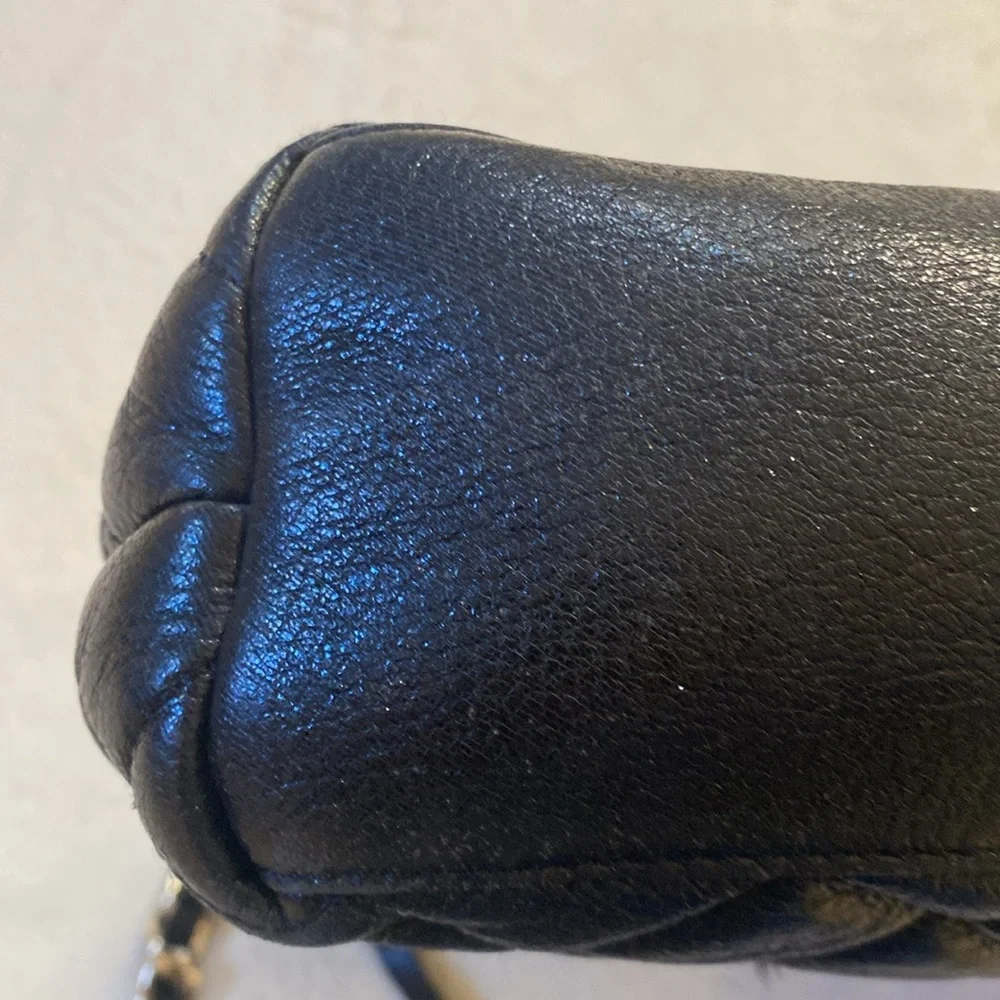 Kate Spade Gold Coast Serena black sparkly patent leather quilted hobo bag